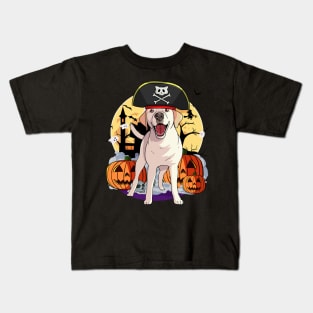 Yellow Labrador Pirate Halloween Pumpkin Kids T-Shirt